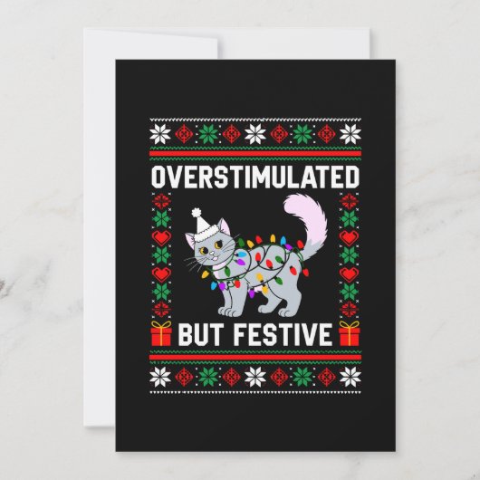Overstimulerd Maar Feestelijk Lelijke Kerstkat Kaart (Voorkant)