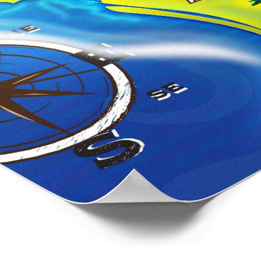 Overstromde aardkaart poster (Hoek)