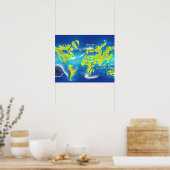 Overstromde aardkaart poster (Keuken)