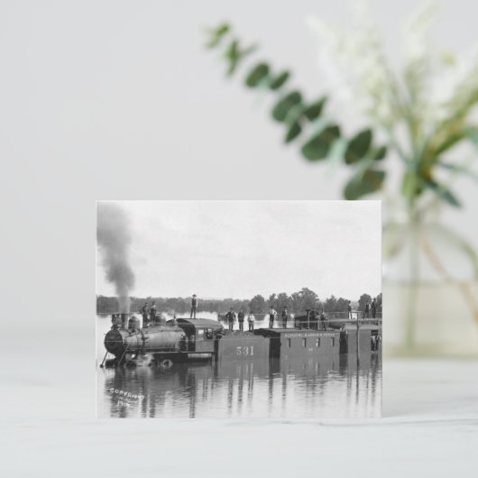 Overstromde trein, 1904 briefkaart (Staand voorkant)