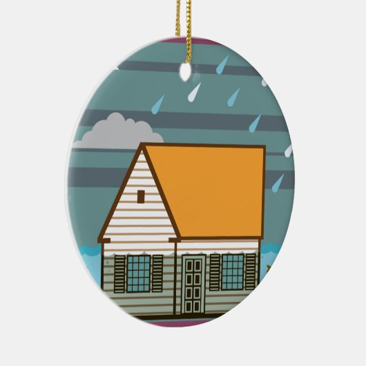 Overstromend huis keramisch ornament (Rechts)