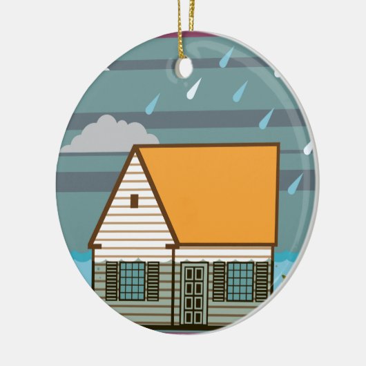 Overstromend huis keramisch ornament (Links)