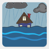 Overstromend huis vierkante sticker (Voorkant)