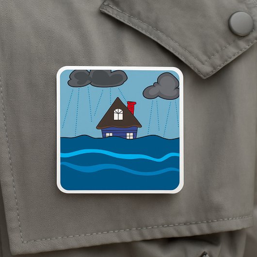 Overstromend huis vierkante sticker