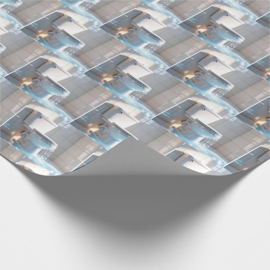 Overstromend toilet in een witte badkamer cadeaupapier (Hoek)