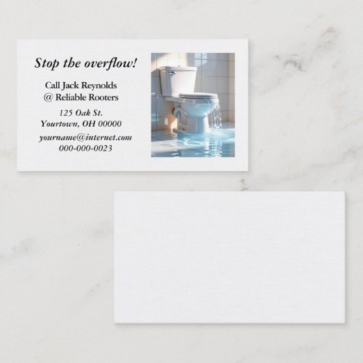 Overstromend toilet voor een sanitair bedrijf visitekaartje (Voorkant / Achterkant)