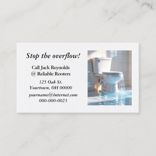 Overstromend toilet voor een sanitair bedrijf visitekaartje (Voorkant)