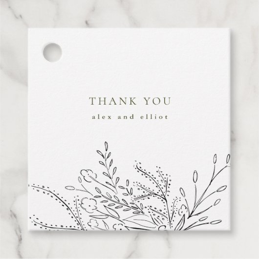 Overstromende Bouquet Wedding Bedankjes Labels (Voorkant)