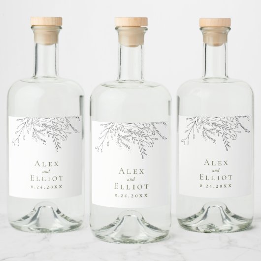 Overstromende Bouquet Wedding Likeurfles Etiket (Flessen)