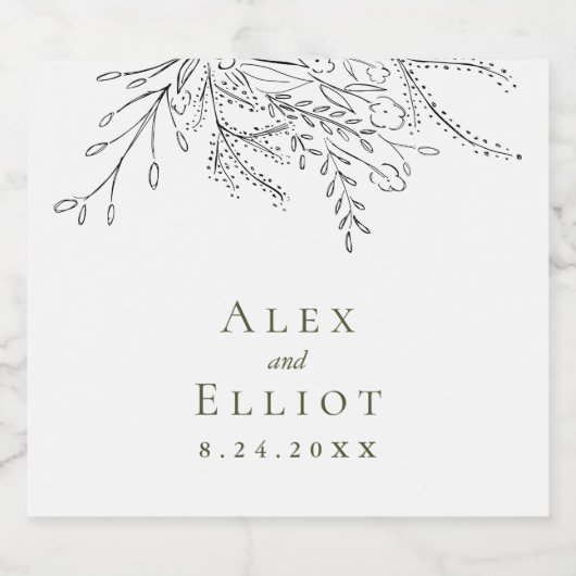 Overstromende Bouquet Wedding Likeurfles Etiket (Enkel label)