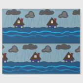 Overstromende Huis Donkere wolken Cadeaupapier (Vlak)