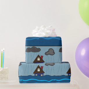 Overstromende Huis Donkere wolken Cadeaupapier