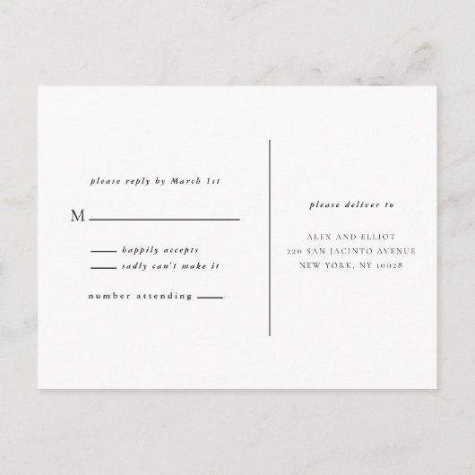 Overstromende RSVP-Briefkaarten met Bouquet Weddin Aankondigingskaart (Achterkant)