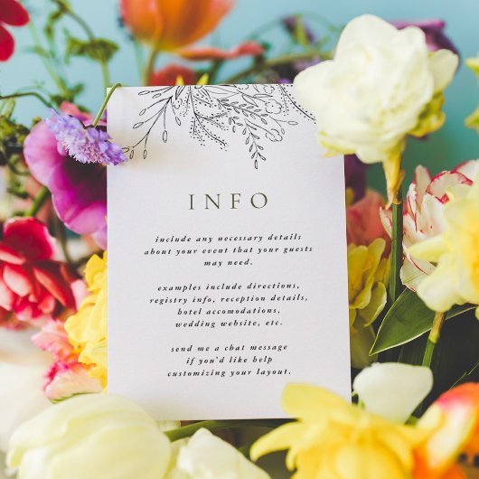 Overstromende RSVP-Briefkaarten met Bouquet Weddin Informatiekaartje