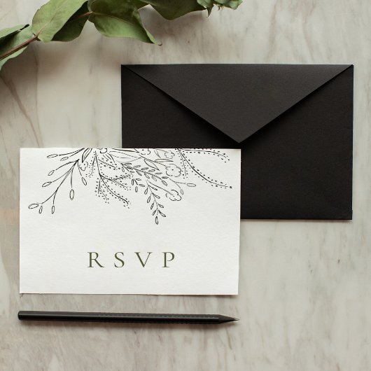 Overstromende RSVP-Kaarten met Bouquet Wedding Aankondigingskaart