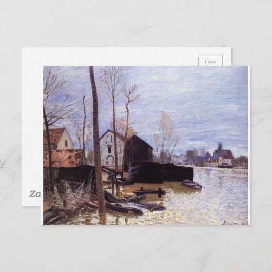 Overstromingen in Moret door Alfred Sisley Briefkaart (Voorkant / Achterkant)
