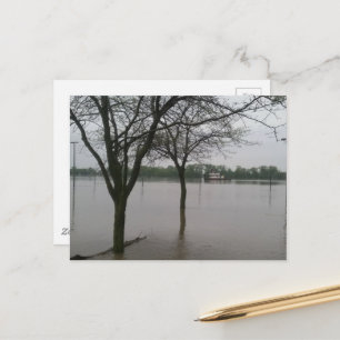 overstromingswater in Burlington, Iowa rivier aak Briefkaart