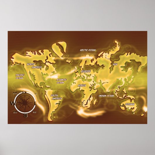 Overstroomde Aardkaart Poster (Voorkant)
