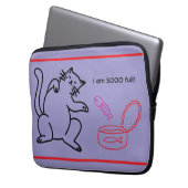 Overstuffed Cat on Purple Electronics Bag Laptop Sleeve (Voorkant Links)
