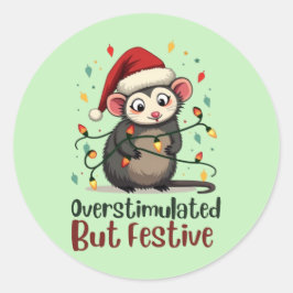 Overstuur Maar Feestelijk – Grappige Kerst Ronde Sticker