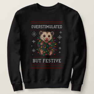 Overstuur maar Feestelijk Opossum Kerst Meme Trui
