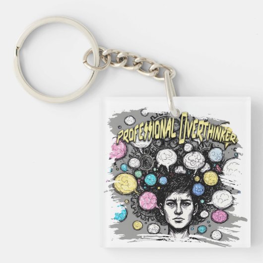 overthinker funny design sleutelhanger (voorkant)