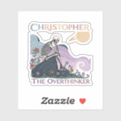 Overthinker Skeleton Custom Name Vinyl Sticker (Vel)