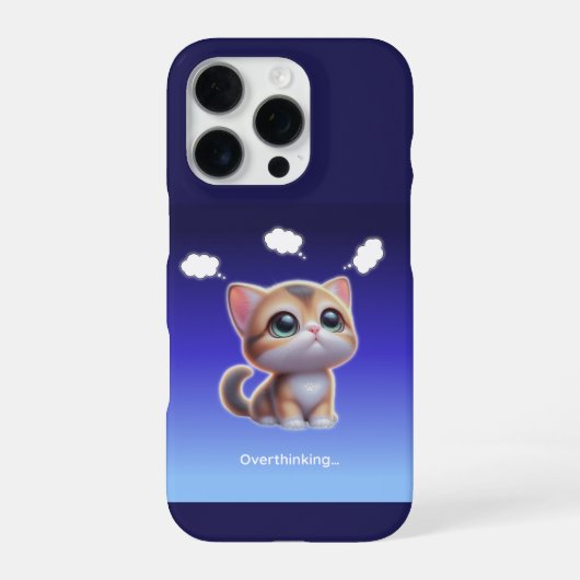 Overthinking Cat Case – Cute Kawaii Cat Design iPhone Hoesje (Achterkant)