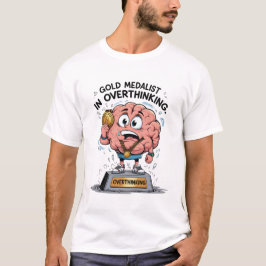 Overthinking Champion – Funny Brain Cartoon T-shirt
