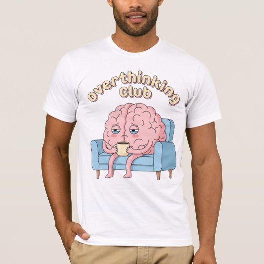 Overthinking Club – Minimal Funny Brain T-Shirt (Voorkant)