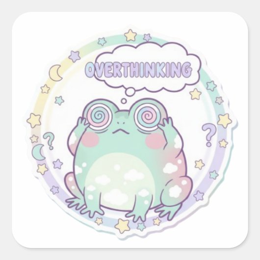 Overthinking Frog Sticker Cute Stressed Frog Meme  (Voorkant)