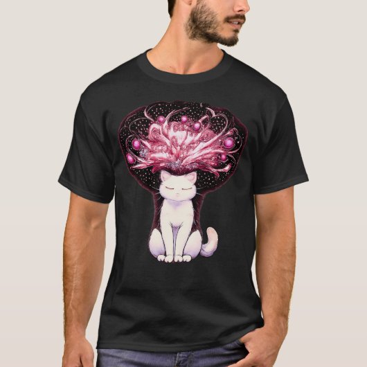 Overthinking Mind Cosmic Chaos Cat T-shirt (Voorkant)