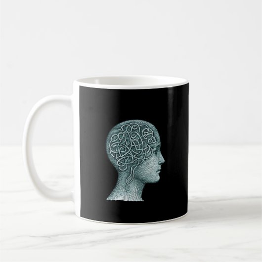 Overthinking Mind Mug • Modern Mental Noise Symbol Koffiemok (Links)