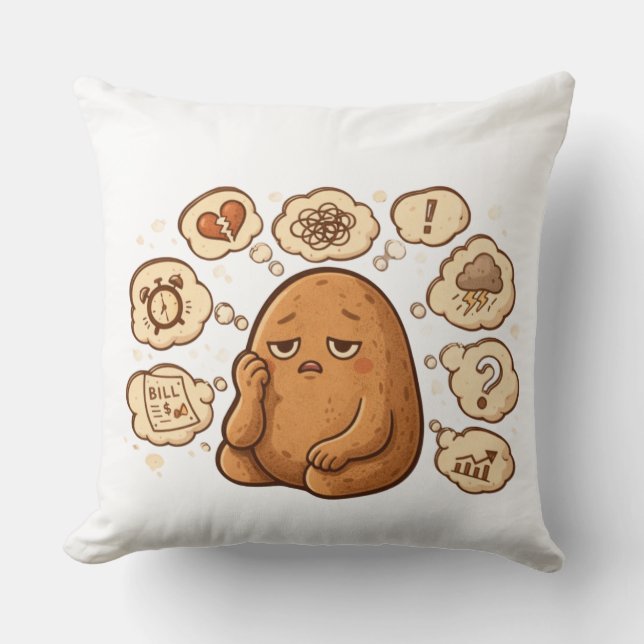 Overthinking Potato Persona Cartoon Mindful Art Kussen (Voorkant)