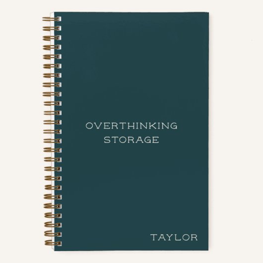 Overthinking Storage Funny Quote Name Teal Green Notitieboek (Voorkant)