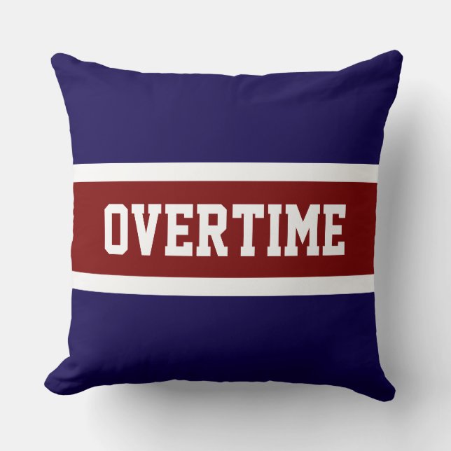 OVERTIME Vet Blau Rood Wit Strepen Kussen (Voorkant)