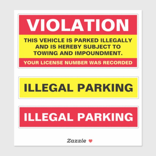 overtreding illegaal parkeren sticker (Vel)
