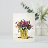 Overtredingen - Fijne paarse bloemen in een Vase Briefkaart (Staand voorkant)