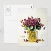 Overtredingen - Fijne paarse bloemen in een Vase Briefkaart (Voorkant / Achterkant)