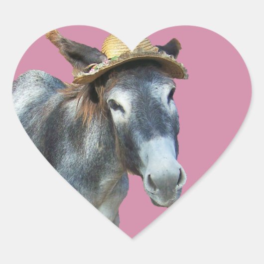 Overtreed de Donkey in Pet met bloemen Hart Sticker (Voorkant)