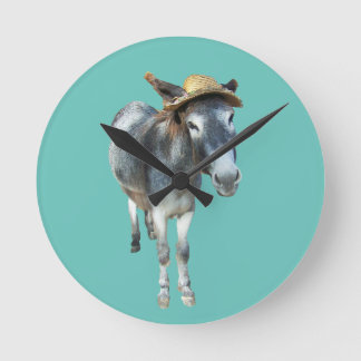 Overtreed de Donkey in Pet met bloemen Ronde Klok