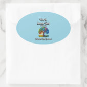 Overtrof de schaduw. Wereldkankerdag Ovale Sticker (Tas)