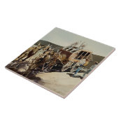 Overval op een diligance door Edward Borein Tegeltje (Zijkant)