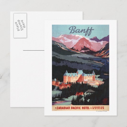 Overview met de Banff Springs Hotel Poster Briefkaart (Voorkant / Achterkant)
