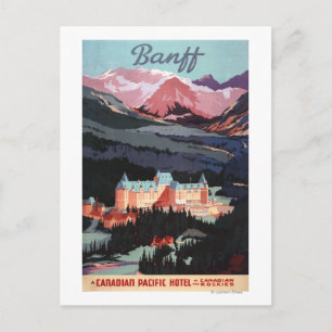 Overview met de Banff Springs Hotel Poster Briefkaart