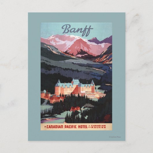 Overview met de Banff Springs Hotel Poster Briefkaart (Voorkant)