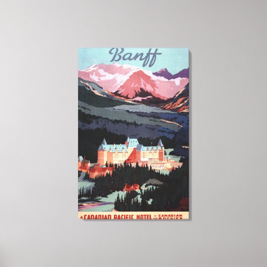 Overview met de Banff Springs Hotel Poster Canvas Afdruk (Voorkant)