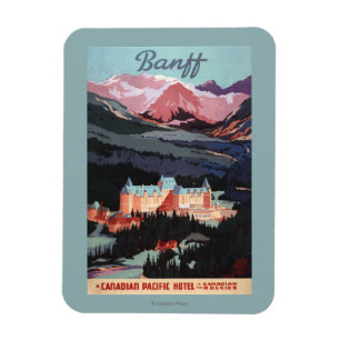 Overview met de Banff Springs Hotel Poster Magneet