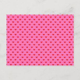 Overvloed aan harten, rode harten op roze briefkaart