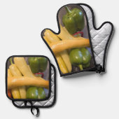 Overvloed aan pepers! ovenwant & pannenlap set (Voorkant / Achterkant)